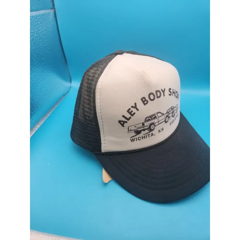 Vtg Aley Body Shop Snapback trucker hat cap wichita mesh